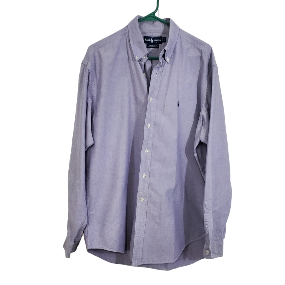 Ralph Lauren Shirt Mens Size 16.5 Yarmouth Button Down Long Sleeve Oxford Blue
